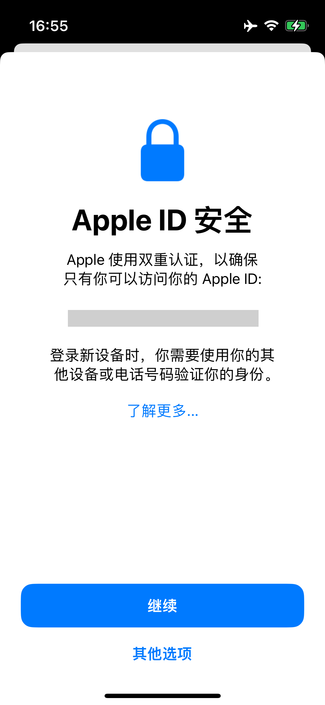 1 - 共享 Apple ID - 双重验证提示